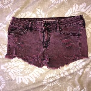 Maroon denim shorts